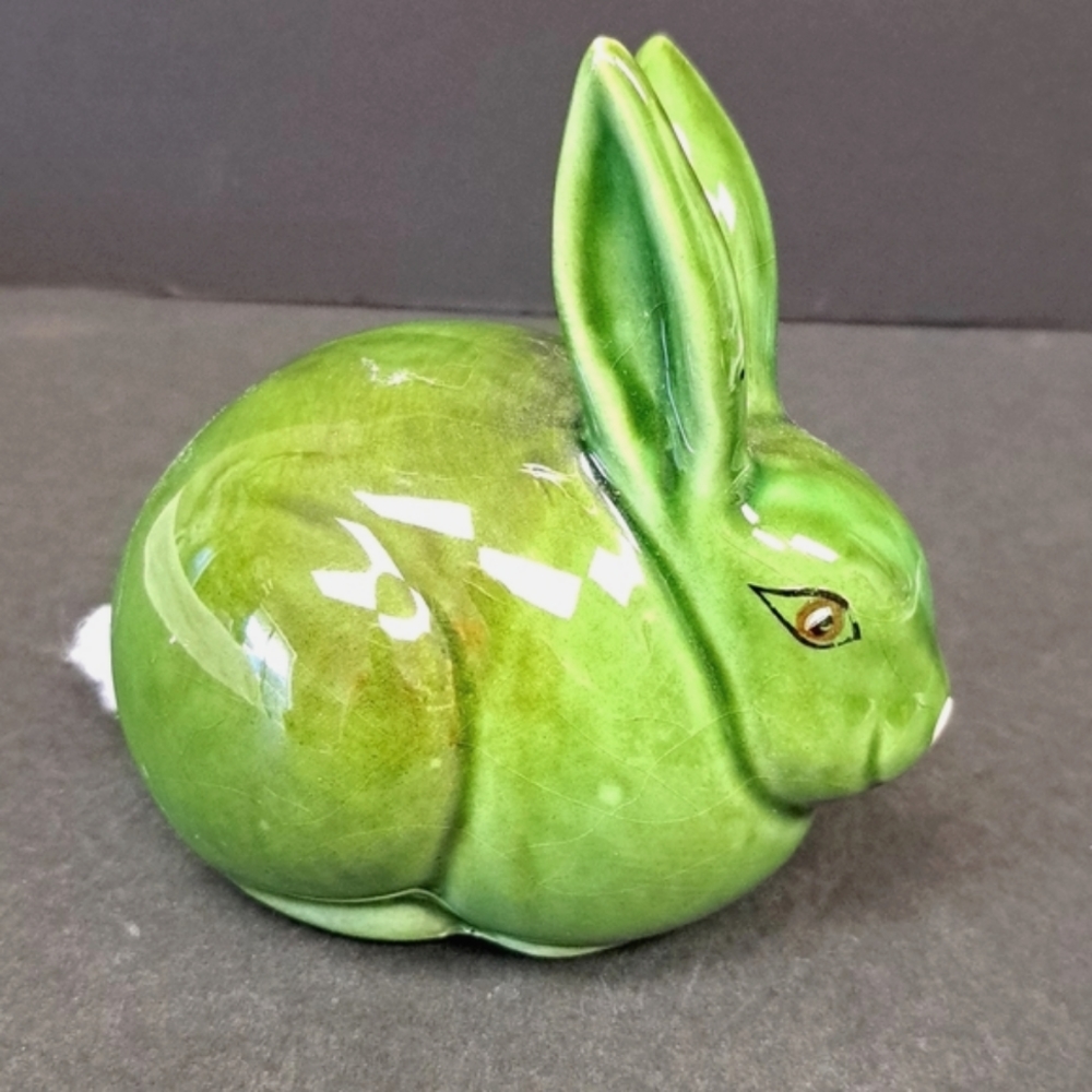 Vintage "Prestige" ceramic bunny cotton ball dispenser